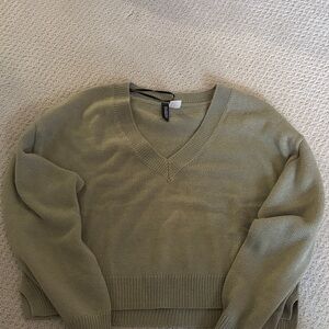 H&M Sage Green V-Neck Sweater